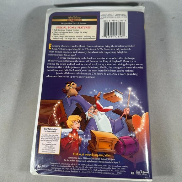 Walt Disney The Sword In The Stone VHS Gold Collection Classic Animated Movie - Picture 2 of 3